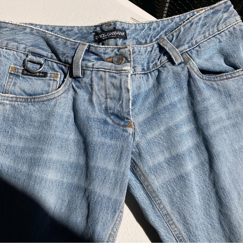 Vintage Dolce & Gabbana Light Wash Low Rise Jeans Button Hem Jeans Button Fly - Picture 4 of 17